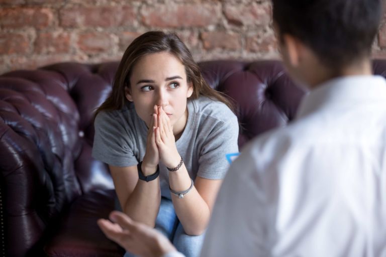 woman in therapy for depression