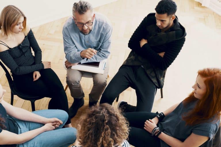 teens in an addiction recovery support group
