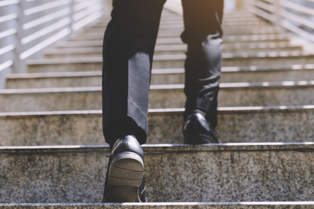 Person Walking up Steps